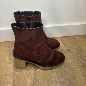 Free People Burgundy Ankle Boots